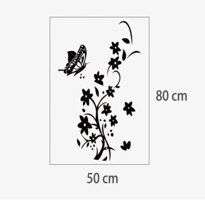 Adesivo Decorativo: Flores e Borboleta
